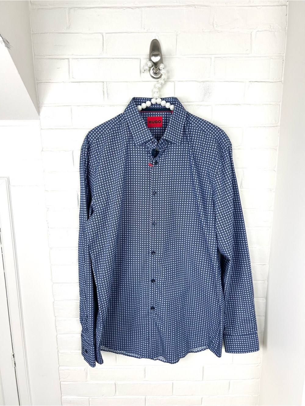 NWT Hugo Boss Men’s Patterned Cotton Dress Shirt
